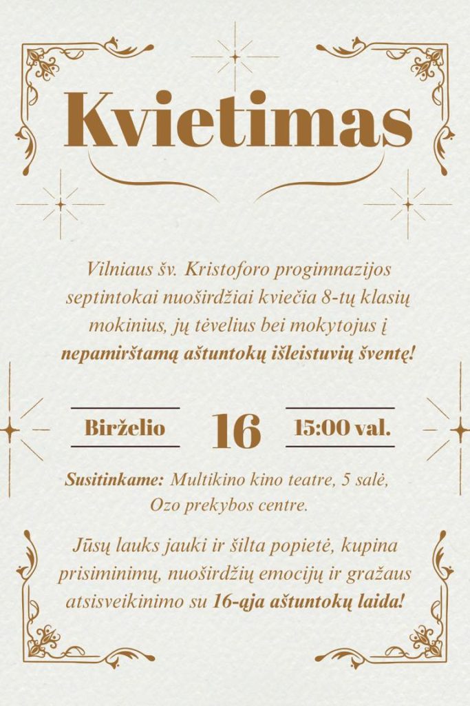 kvietimas i 8 kl svente