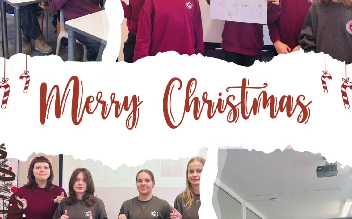 red and white minimalist christmas photo collage