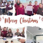 red and white minimalist christmas photo collage