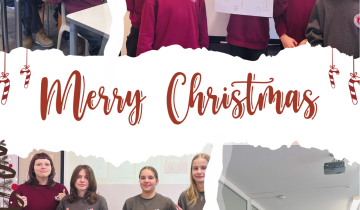 red and white minimalist christmas photo collage