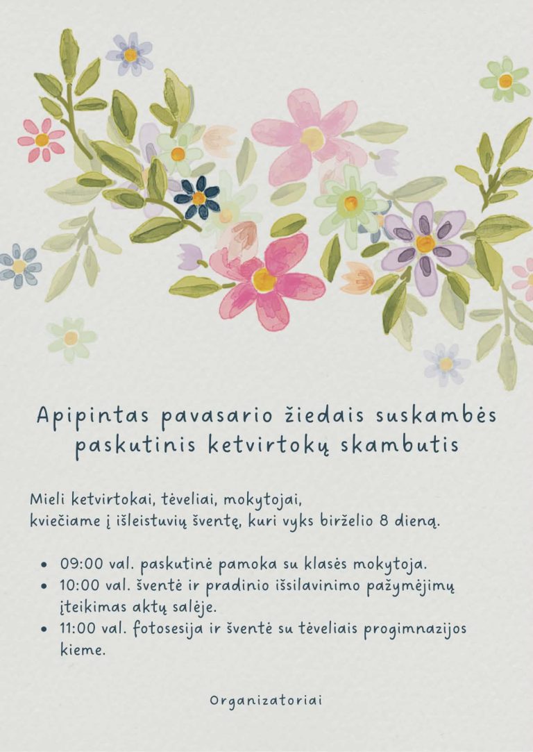 Kviečiame į ketvirtų klasių mokinių išleistuvių šventę