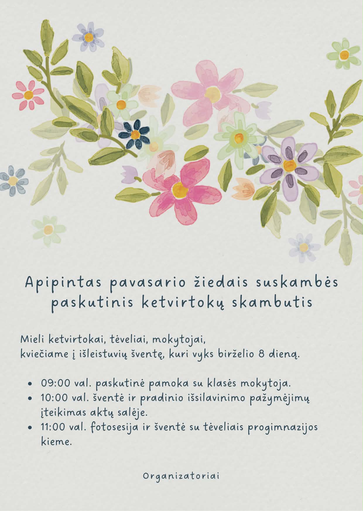 Kviečiame į ketvirtų klasių mokinių išleistuvių šventę